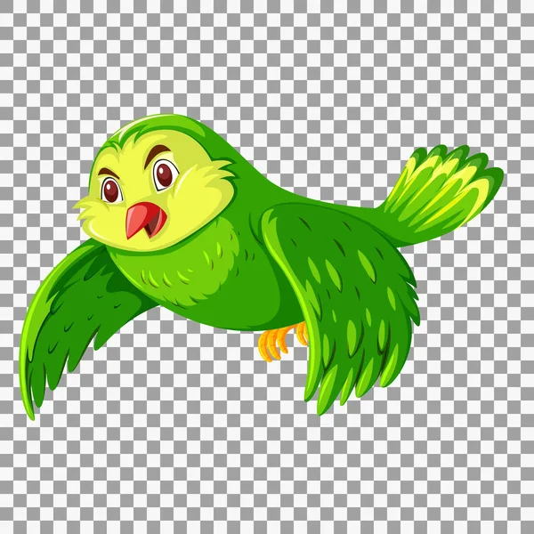 Carino Verde Uccello Cartone Animato Personaggio Illustrazione — Vettoriale Stock