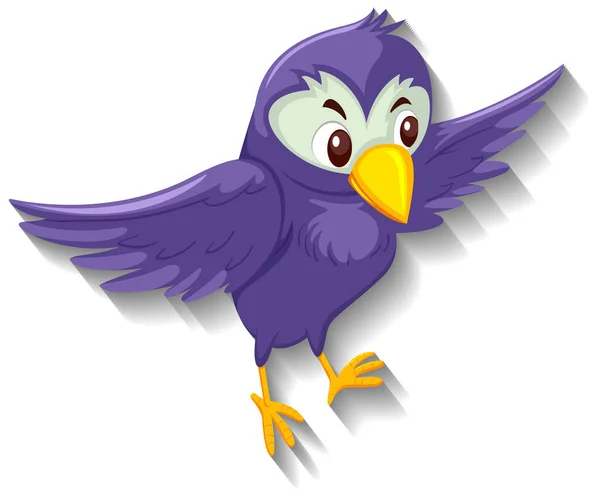 かわいい紫色の鳥の漫画のキャラクターイラスト — ストックベクタ