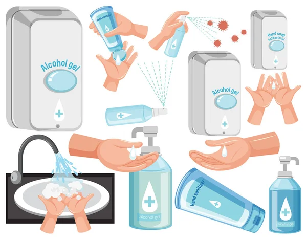 Poster Zeigt Wie Man Sich Die Hände Wäscht Illustration — Stockvektor