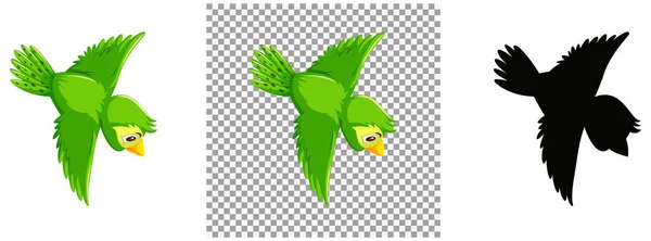 Милий Зелений Птах Мультфільм Персонаж Ілюстрація — стоковий вектор