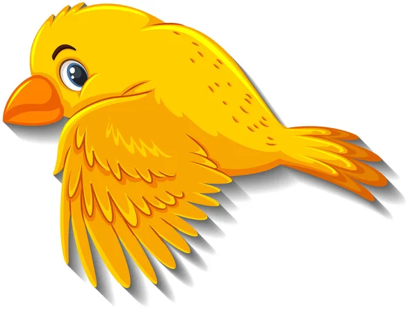 Lindo Pájaro Amarillo Dibujo Animado Carácter Ilustración — Vector de stock