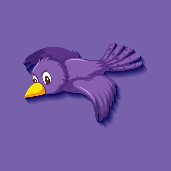 Roztomilý Fialový Pták Kreslený Znak Ilustrace — Stockový vektor