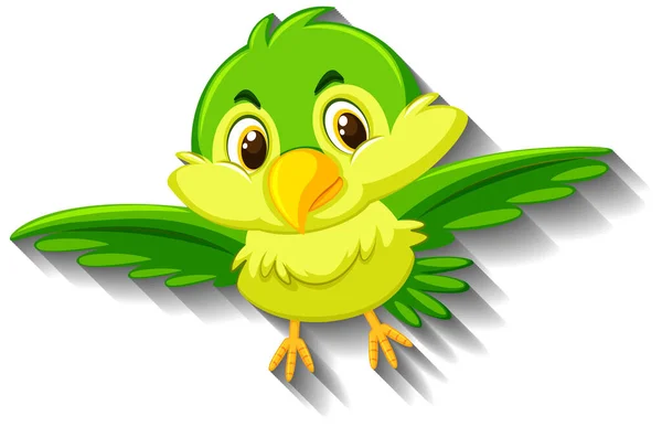 Lindo Pájaro Verde Dibujo Animado Carácter Ilustración — Archivo Imágenes Vectoriales