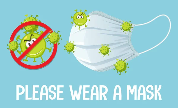 Stoppa Virus Genom Att Bära Mask Illustration — Stock vektor