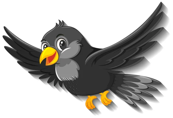 Black Bird Cartoon Character Illustration — Stock Vector