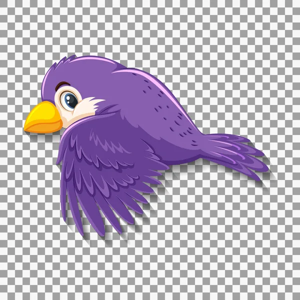 Lindo Pájaro Púrpura Ilustración Personaje Dibujos Animados — Vector de stock