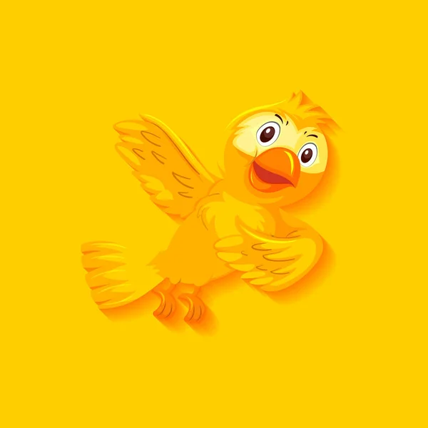 Lindo Pájaro Amarillo Dibujo Animado Carácter Ilustración — Vector de stock