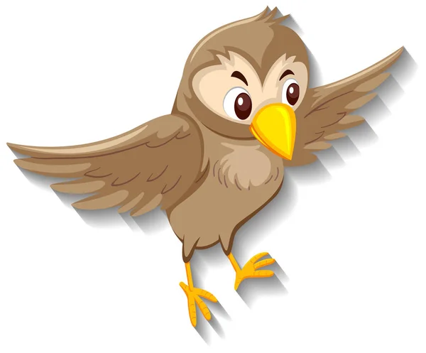 Cute Sparrow Bird Cartoon Character Illustration — Stock Vector