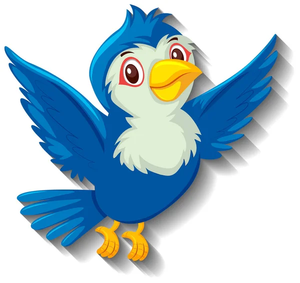Lindo Pájaro Azul Dibujo Animado Carácter Ilustración — Vector de stock