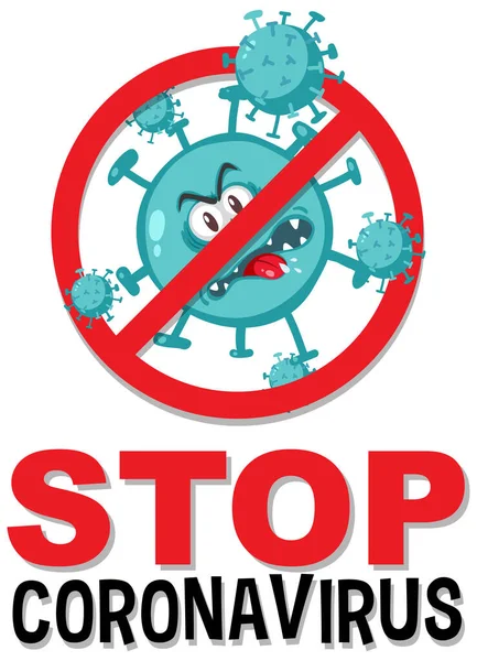 Stop Coronavirus Prohitbit Sign Dengan Coronavirus Karakter Gambar - Stok Vektor