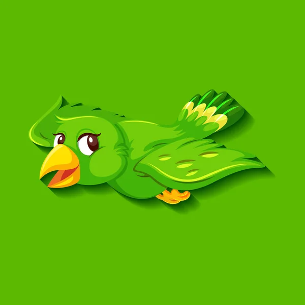 Χαριτωμένο Πράσινο Πουλί Απεικόνιση Χαρακτήρα Κινουμένων Σχεδίων — Διανυσματικό Αρχείο