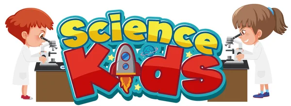 Science Enfants Logo Enfants Portant Costume Scientifique Illustration Isolée — Image vectorielle