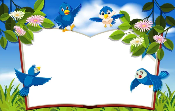 Happy Bird Nature Background Blank Banner Illustration — Stock Vector