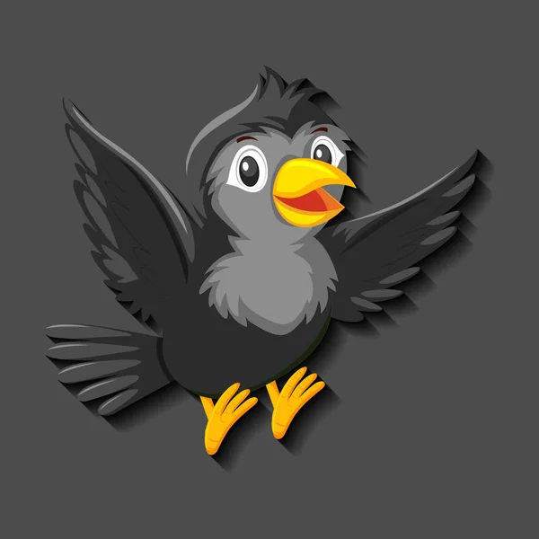 Illustration Personnage Dessin Animé Oiseau Noir — Image vectorielle