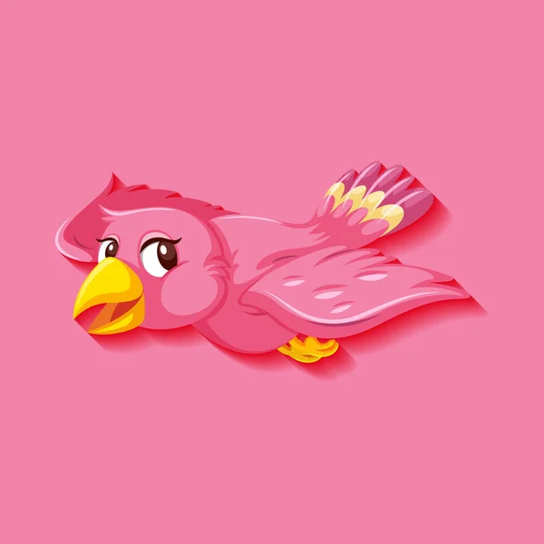 Bonito Rosa Pássaro Desenho Animado Personagem Ilustração — Vetor de Stock