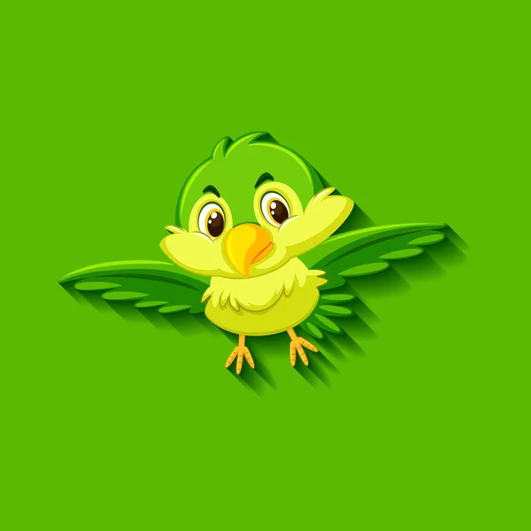 Cute Green Bird Cartoon Character Illustration — Stock Vector