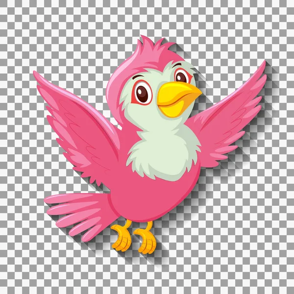 可爱的粉色雀鸟卡通人物图解 — 图库矢量图片