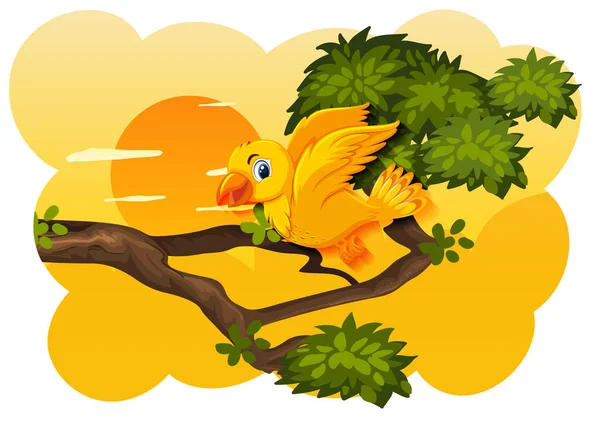 Bird Nature Sunset Scene Illustration — Stock Vector