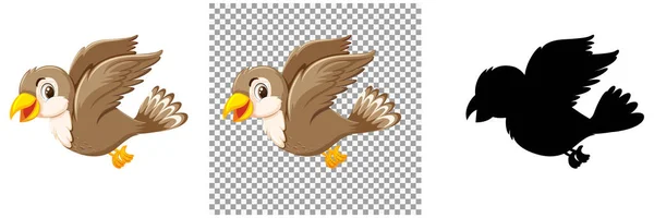 Lindo Pájaro Gorrión Dibujo Animado Personaje Ilustración — Vector de stock
