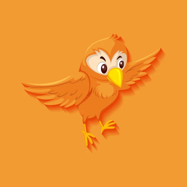 Lindo Pájaro Naranja Dibujo Animado Carácter Ilustración — Vector de stock