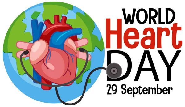 Isolada Ilustração Logotipo Dia Mundial Coração — Vetor de Stock