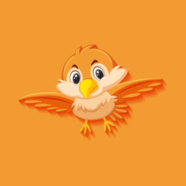 Roztomilý Oranžový Pták Kreslený Znak Ilustrace — Stockový vektor