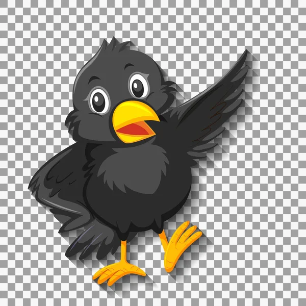 Černý Pták Kreslený Znak Ilustrace — Stockový vektor