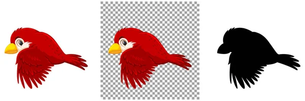 Roztomilý Červený Pták Kreslený Znak Ilustrace — Stockový vektor