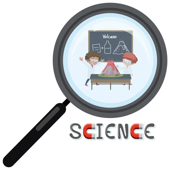 Logo Science Avec Scientifique Loupe Illustration Isolée — Image vectorielle