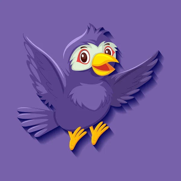 Cute Purple Bird Cartoon Character Illustration — Stock Vector