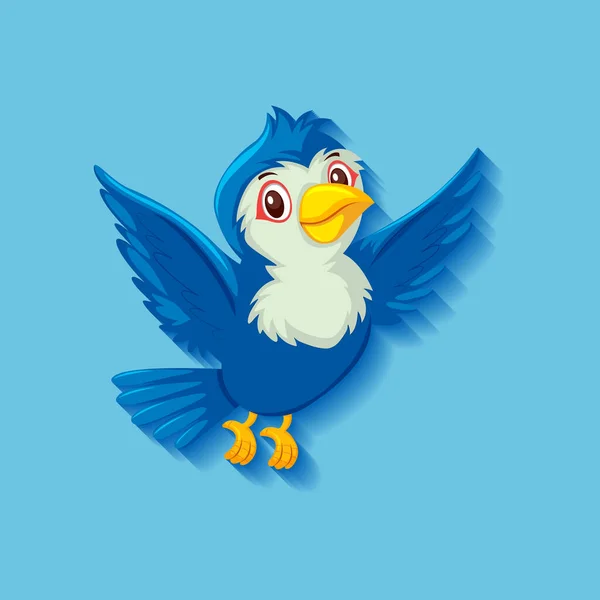 Roztomilý Modrý Pták Kreslený Znak Ilustrace — Stockový vektor