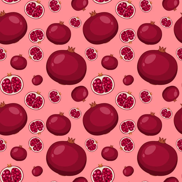 Granatapfel Nahtloses Muster Auf Rosa Hintergrund Illustration — Stockvektor