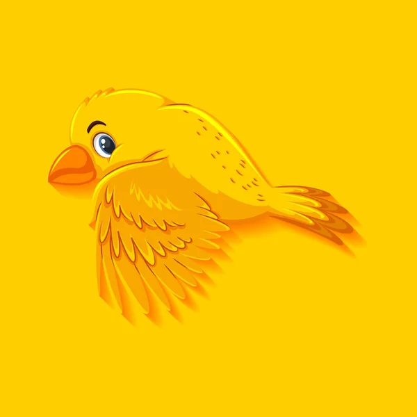 Desenho Animado Bonito Pássaro Amarelo Ilustração — Vetor de Stock