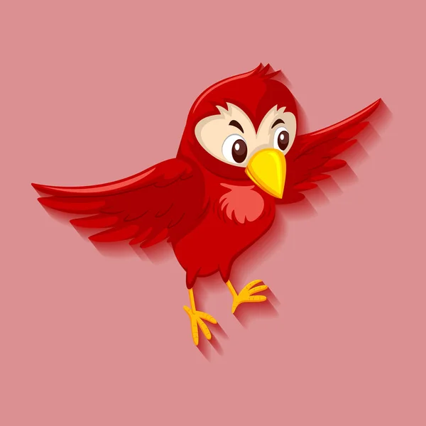 可爱的红鸟卡通人物插图 — 图库矢量图片