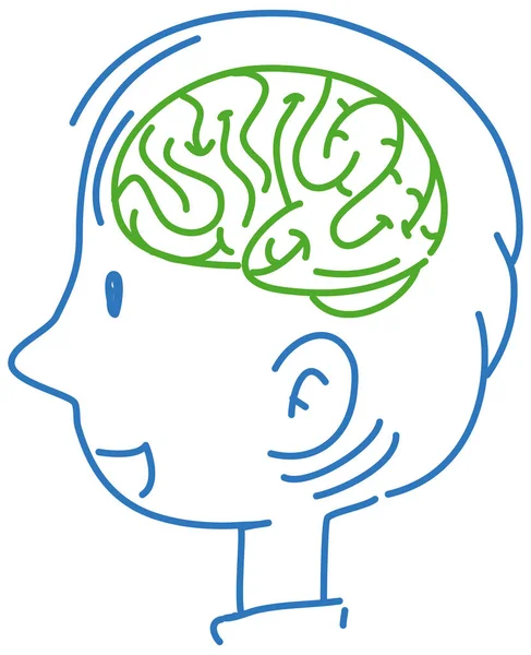 Brain Man Outline Character Illustration — Stock Vector