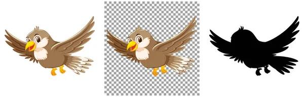 Lindo Pájaro Gorrión Dibujo Animado Personaje Ilustración — Vector de stock