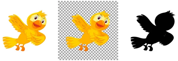 Симпатичная Иллюстрация Персонажей Мультфильма Желтой Птице — стоковый вектор