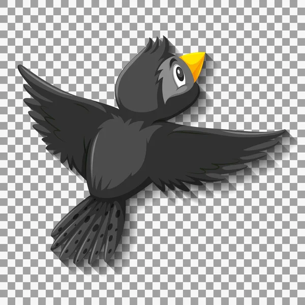 Zwarte Vogel Cartoon Karakter Illustratie — Stockvector