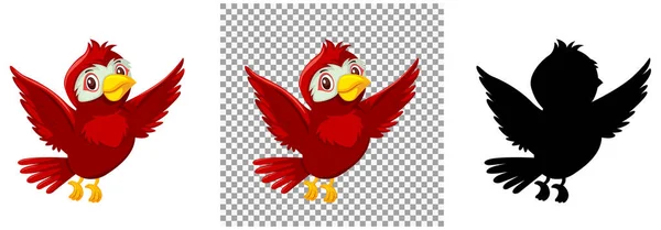 Niedliche Rote Vogel Cartoon Figur Illustration — Stockvektor