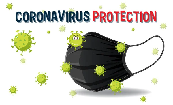 Perlindungan Coronavirus Dengan Ilustrasi Spanduk Topeng - Stok Vektor