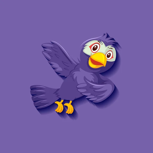 Cute Purple Bird Cartoon Character Illustration — Stock Vector