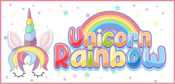 Logo Arc Ciel Licorne Couleur Pastel Avec Illustration Mignonne Licorne — Image vectorielle