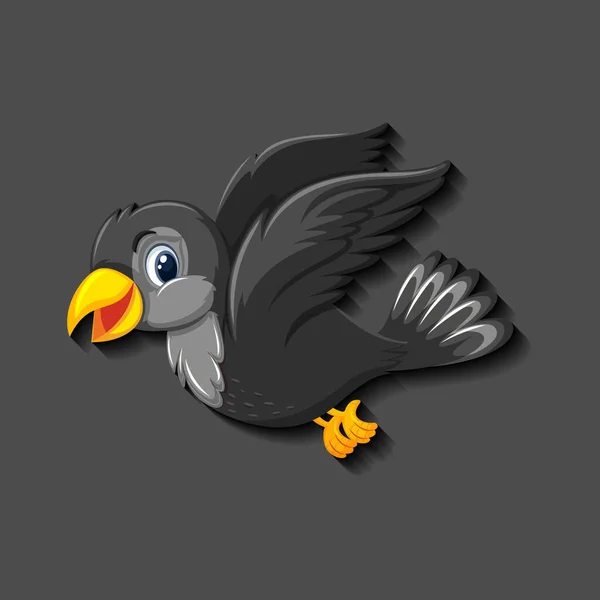 Schwarzer Vogel Zeichentrickfigur Illustration — Stockvektor