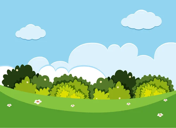 Empty Nature Scenes Green Meadow Blank Blue Sky Illustration — Stock Vector