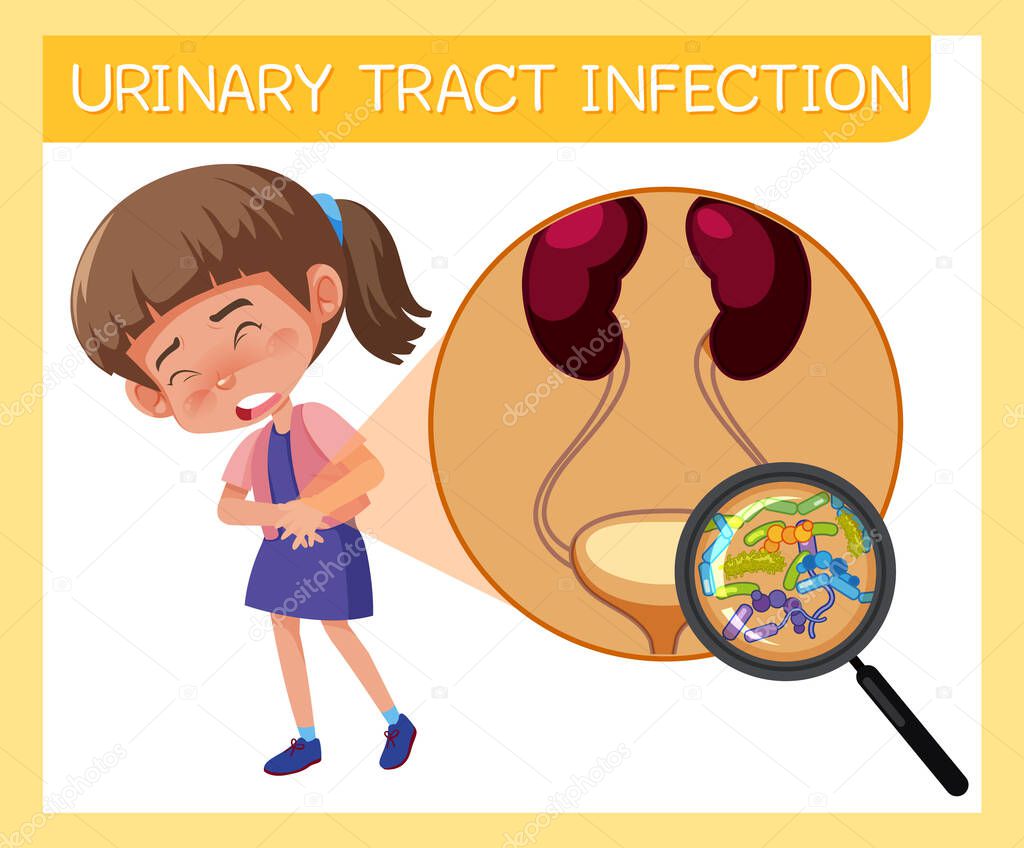 Girl having urinary tract infection illustration