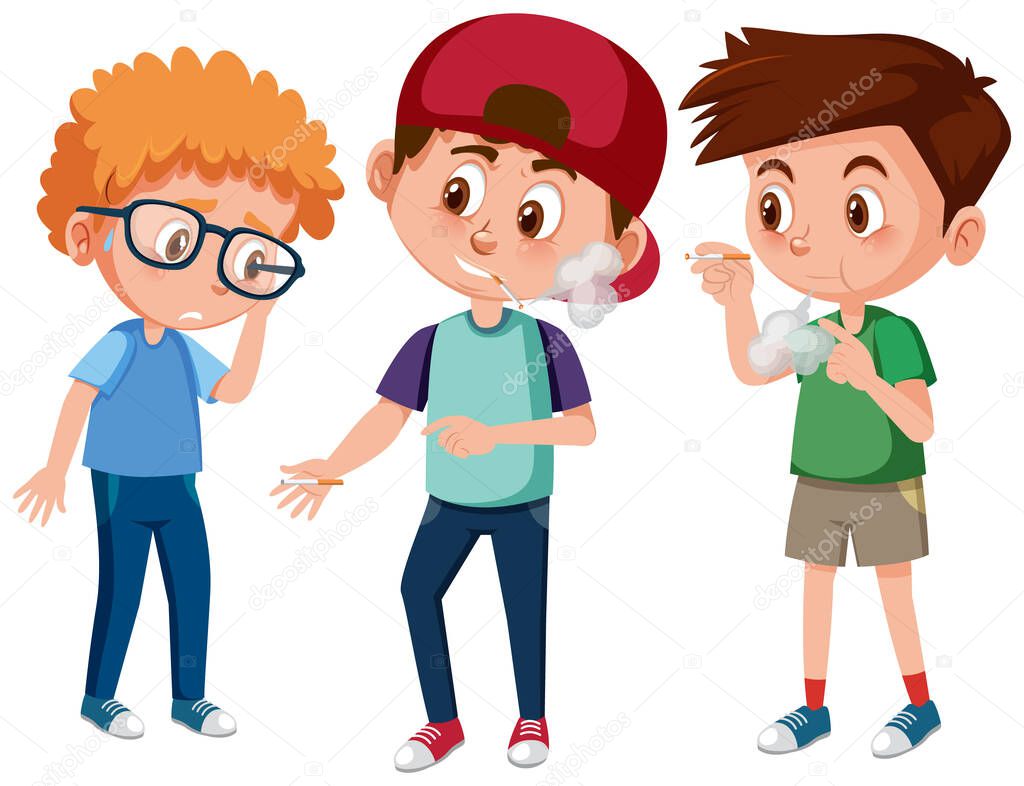 Domestic violence with kid bullying the others on white background illustration