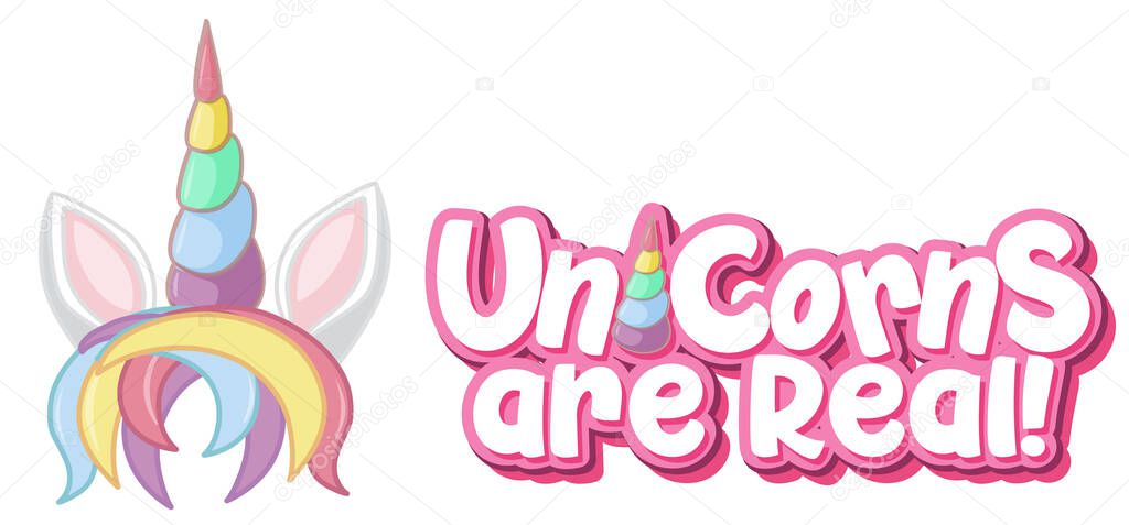 Unicorn are real logo in pastel color with cute unicorn illustration