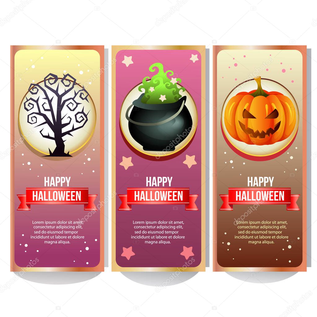 halloween banner collection with halloween magic pot