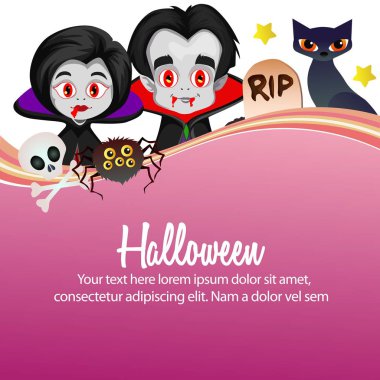 mutlu Cadılar Bayramı vampir Drakula karikatür ile mor arka plan