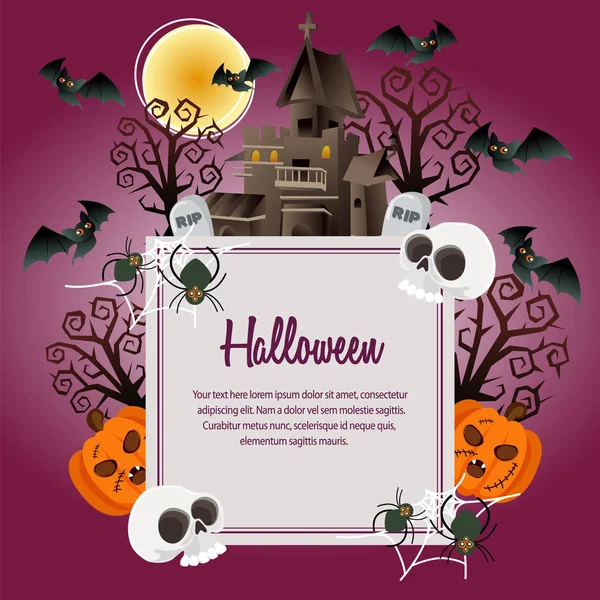 Halloween Upiorny Nawiedzony Dom — Wektor stockowy